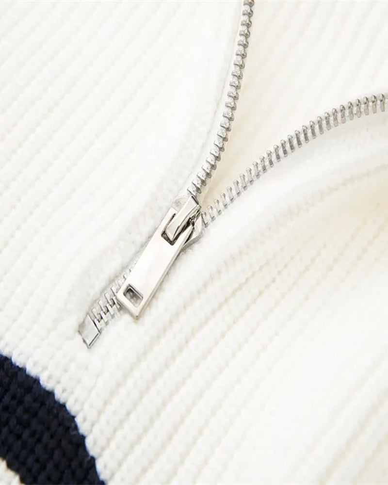 40 RULE™ | Striped Zip Up Sweater