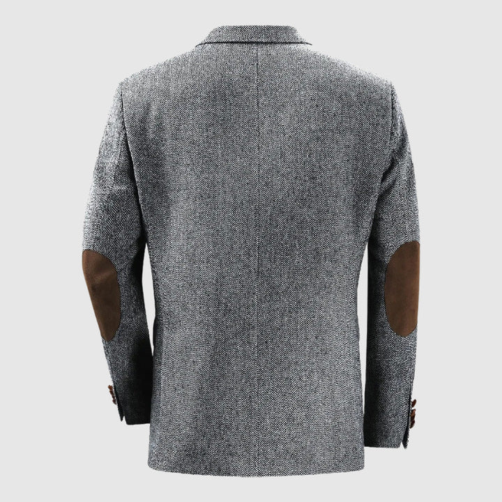 Herringbone Patch Pocket Tailored Men Blazer