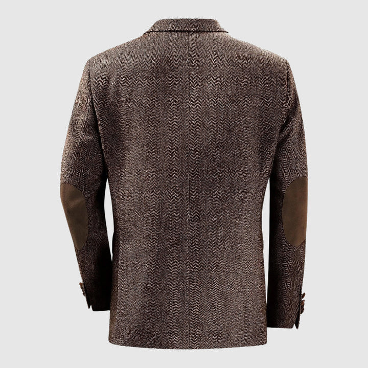 Herringbone Patch Pocket Tailored Men Blazer