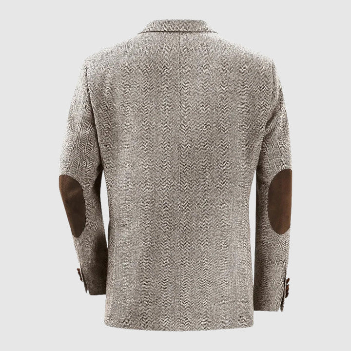 Herringbone Patch Pocket Tailored Men Blazer
