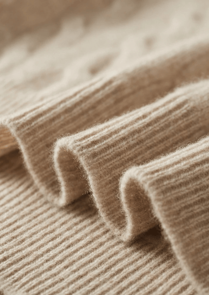 MERINO WOOL CABLE KNIT HALF ZIP