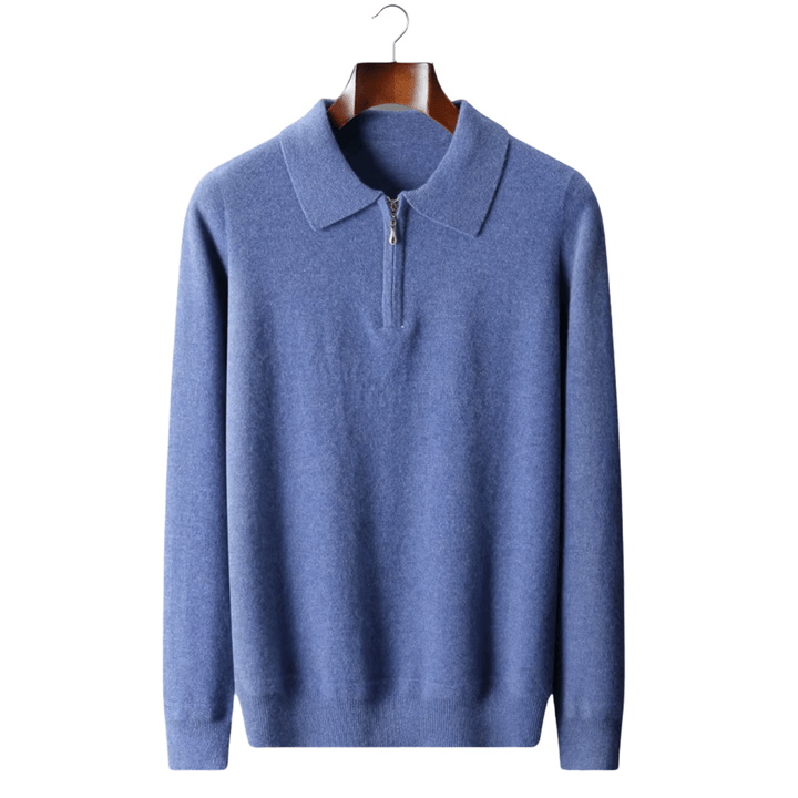 MERINO WOOL HALF ZIP POLO
