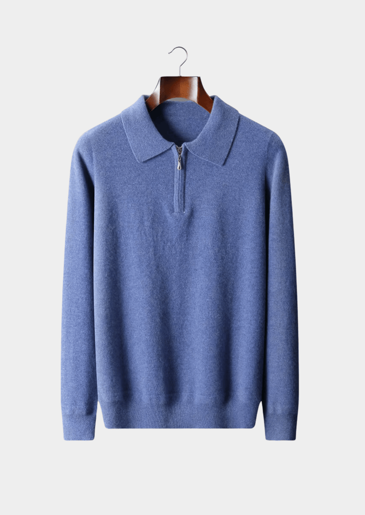MERINO WOOL HALF ZIP POLO