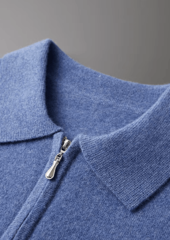 MERINO WOOL HALF ZIP POLO