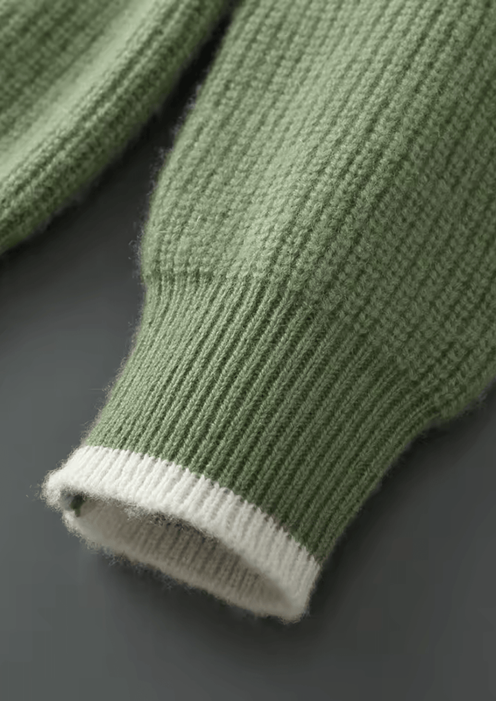 MERINO WOOL TWO TONE CREWNECK