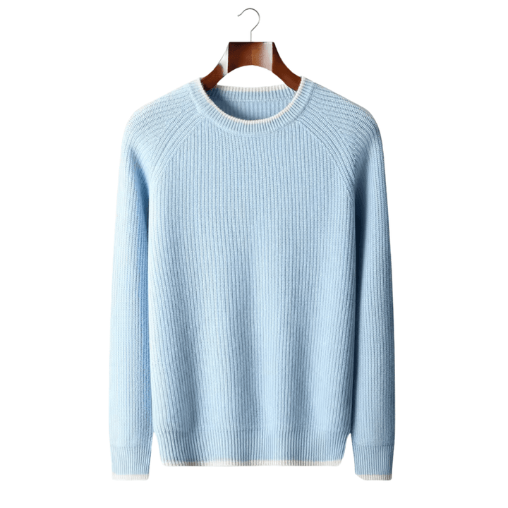 MERINO WOOL TWO TONE CREWNECK