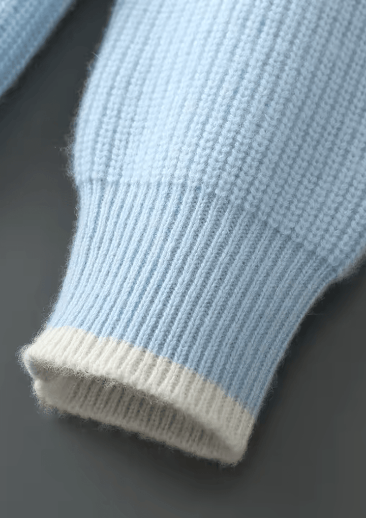 MERINO WOOL TWO TONE CREWNECK