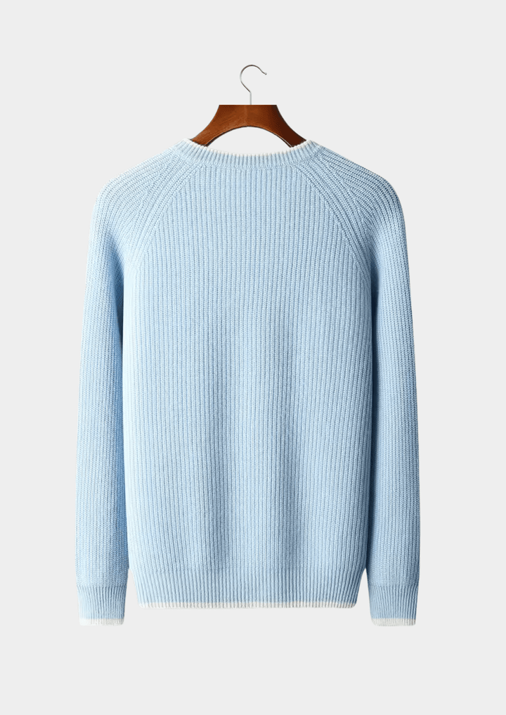 MERINO WOOL TWO TONE CREWNECK