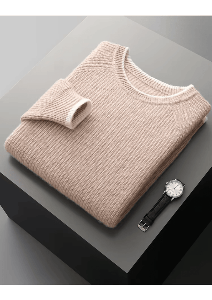 MERINO WOOL TWO TONE CREWNECK
