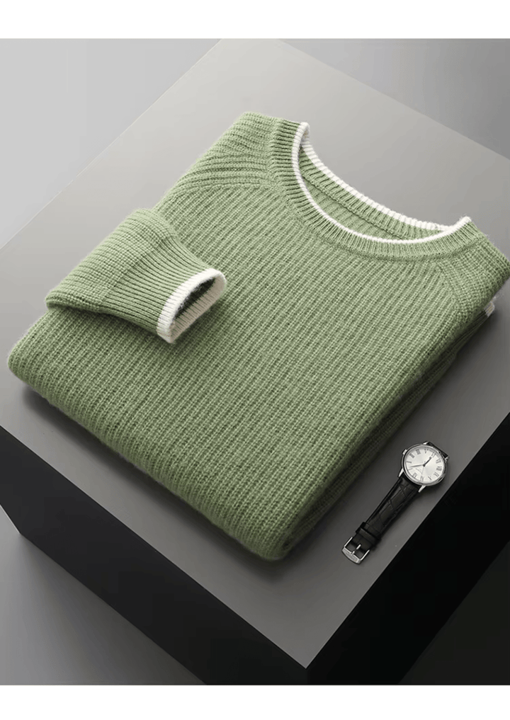 MERINO WOOL TWO TONE CREWNECK