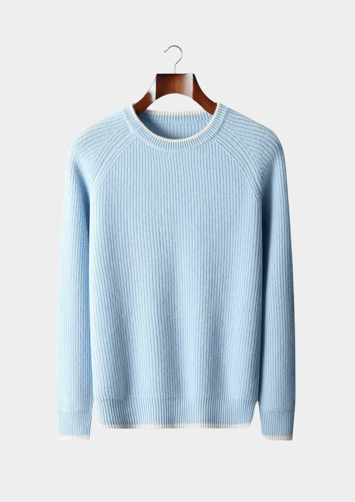 MERINO WOOL TWO TONE CREWNECK