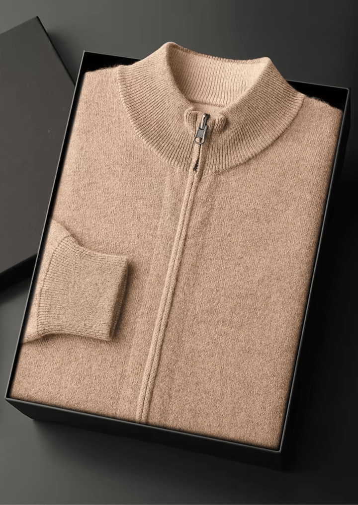 MERINO WOOL ZIP CARDIGAN